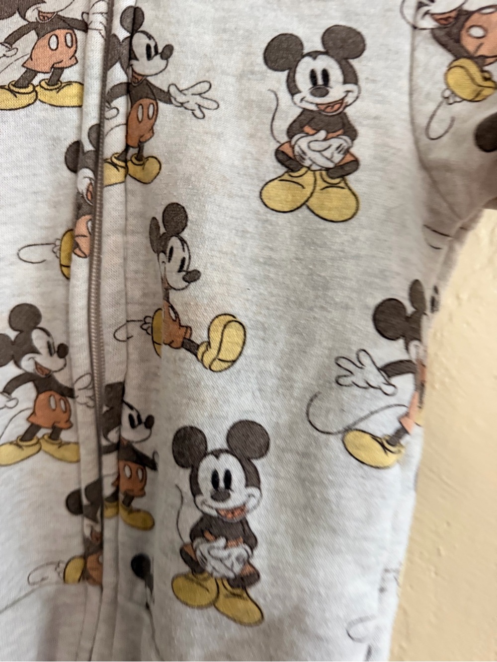 Disney Kids Light Gray Mickey Mouse Zip Hoodie with Yellow Accents - Picture 3 of 5